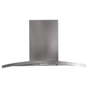 36 in. 430 CFM Ducted Island Wall Mount Range Hood with Light in Stainless Steel