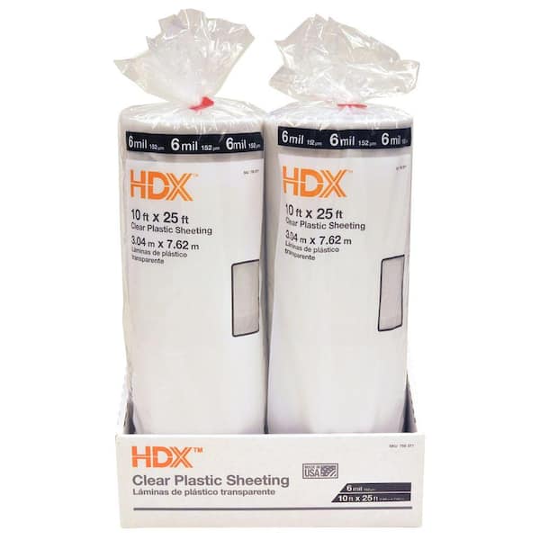 HDX  Plastic Sheeting Clear 6 mil 20 ft x 100 ft. 