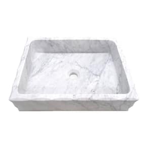 Antique Rectangular Vessel Sink in Honed Carrara Marble