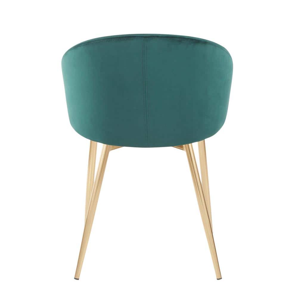 Emerald Green Velvet Upholstered Dining Chair with Gold Metal Frame