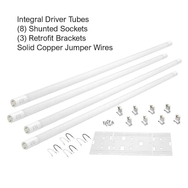 Pre-wired Retrofit Kit changing 8 Ft T12 or 8' T8 Light Strip to 4' LED Tubes. 