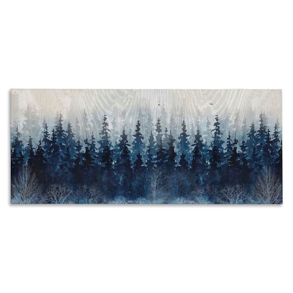 Stupell Industries Rustic Blue Forest Tree Line by Carol Robinson 1-Piece Gallery Wrapped Unframed Nature Graphic Art Print 17 in. x 40 in.