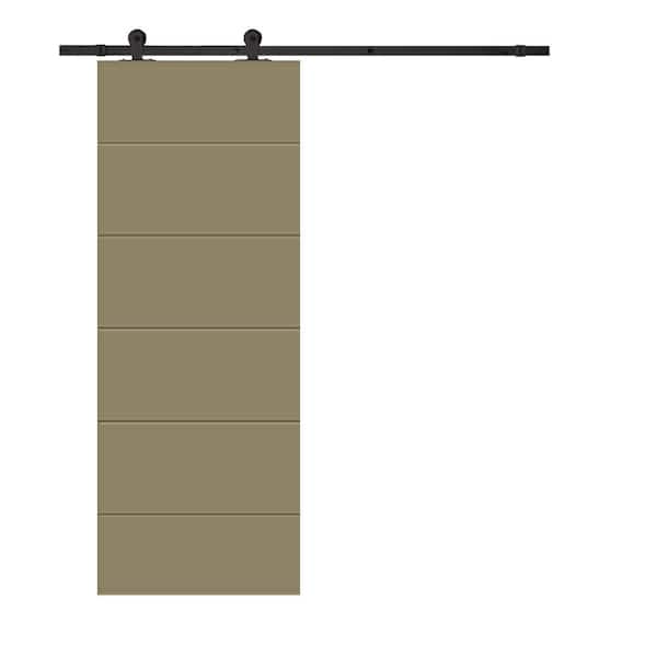 CALHOME Modern Classic 18 in. x 80 in. Olive Green Stained Composite MDF Paneled Sliding Barn Door with Hardware Kit