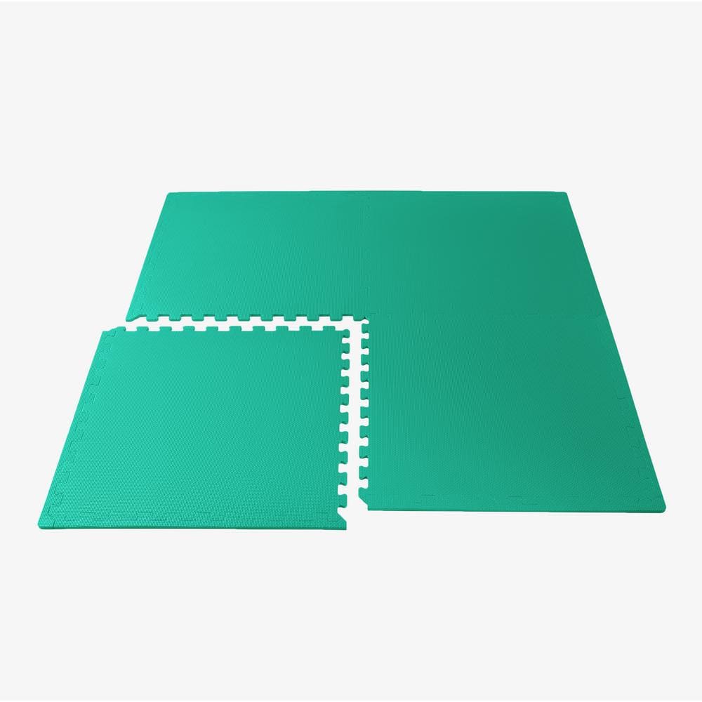Green EVA Foam Interlocking Gym Floor Tiles, 24 x 24 Inch