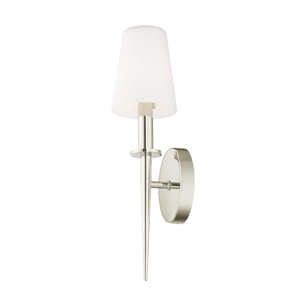 Polished Nickel Wall Sconce with Opal White Glass Shade