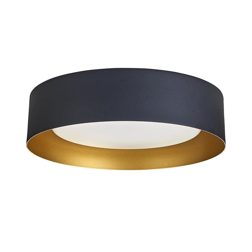 Marley 15.75 in. Black and Gold Selectable LED Flush Mount Ceiling Light