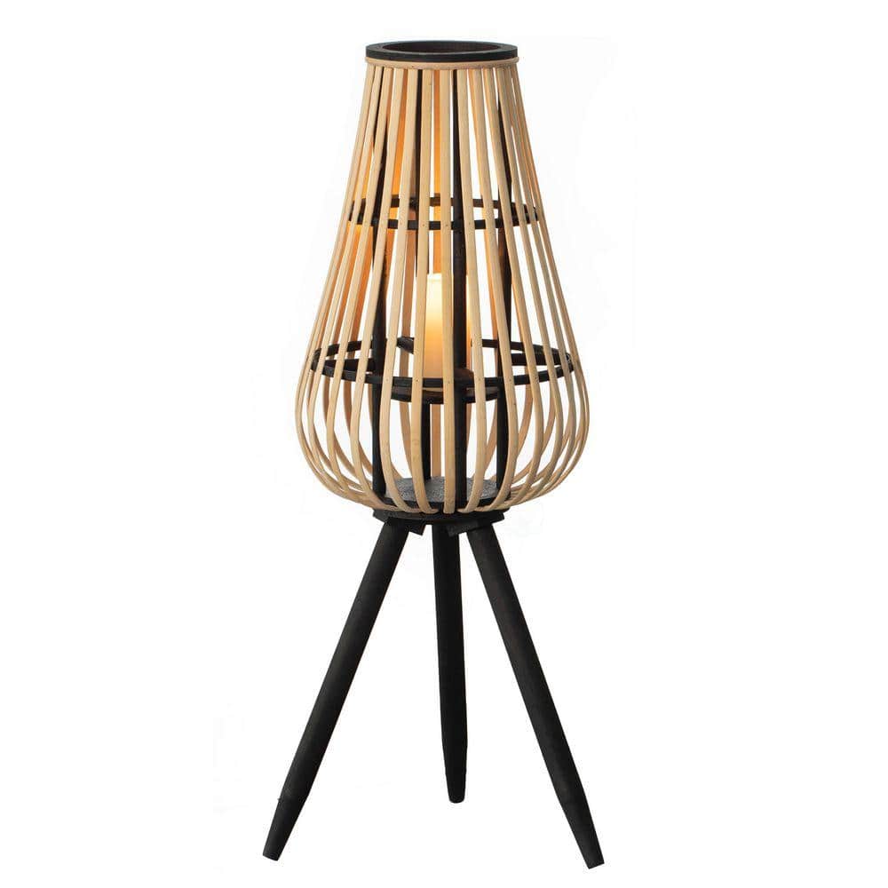 Vintiquewise Bamboo Lantern-Style Floor Lamp with Tripod Stand and