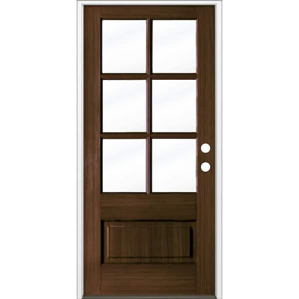 Krosswood Doors 36 In. X 80 In. Farmhouse 3/4 Lite Black Stain Left ...