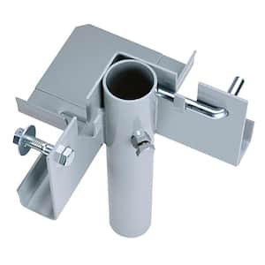 Gray Polyester Powder Coated Steel 3-Way Inside Corner Bracket for Dock Frames and Post Pipes in Boat Dock Systems