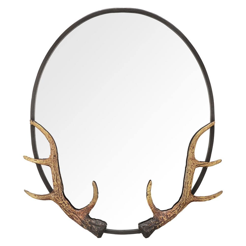 Antler Design 21.5 in. W x 26 in. H Cast Iron Wall Mirror