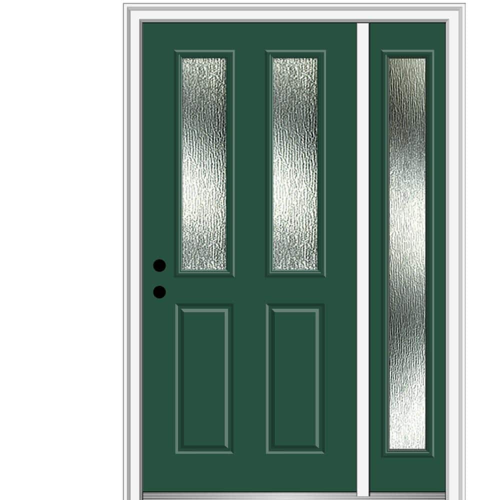 50 in. x 80 in. Right-Hand Inswing Rain Glass Hunter Green Fiberglass Prehung Front Door on 4-9/16 in. Frame price history on PriceWatchPro