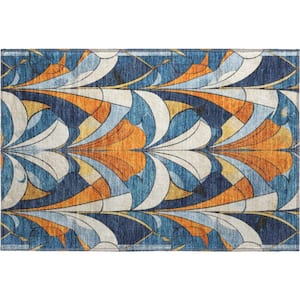 Mayfield Premium Machine Washable Abstract AMF2174 Blue 2 ft. x 3 ft. Accent Rug