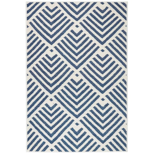 Cleo Machine Washable Navy 5 ft. x 8 ft. Indoor Area Rug