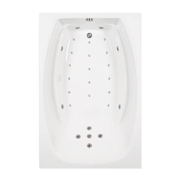 Comfortflo 72 in. x 48 in. Acrylic Rectangular Drop-in Whirlpool and Air Bathtub with Reversible Drain in White