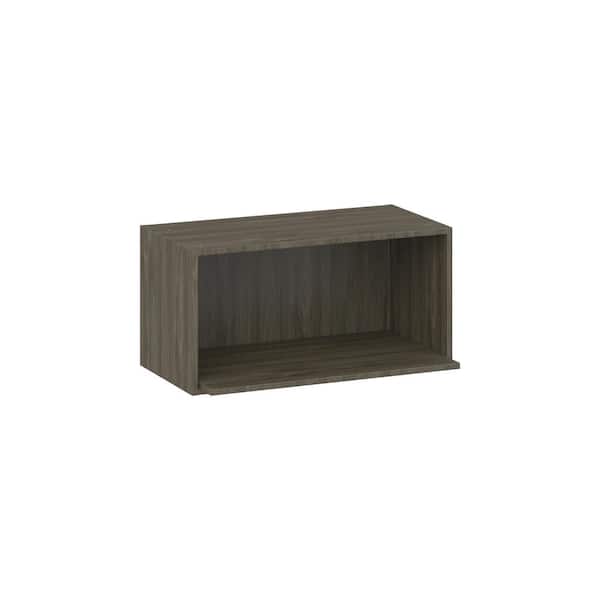 J COLLECTION Medora Textured 30 in. W x 14 in. D x 15 in. H in Slab Walnut Shaker Assembled Wall Microwave Shelf Kitchen Cabinet