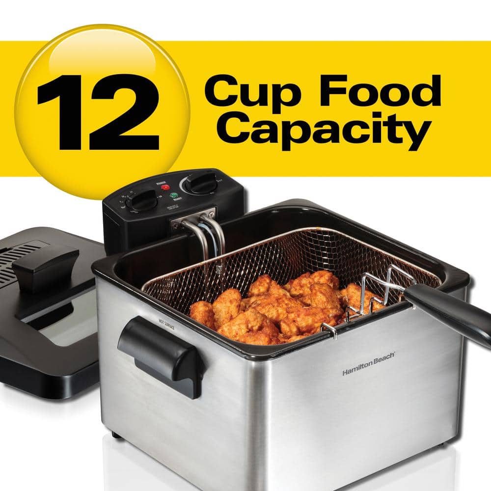 Professional-Style Stainless Steel Dual Basket 19-Cup Deep Fryer