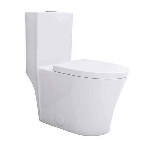 1-Piece 1.1/1.6 GPF Dual Flush Elongated Toilet in White with Close Seat Included