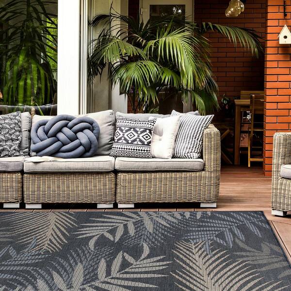 Bahama Palm Frond Floral Multi 5 ft. x 7 ft. Indoor/Outdoor Area Rug