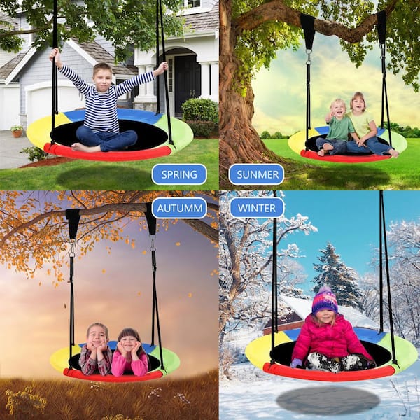 MISOPILY Rainbow 40 in. Saucer Tree Swing with Textilene Fabric