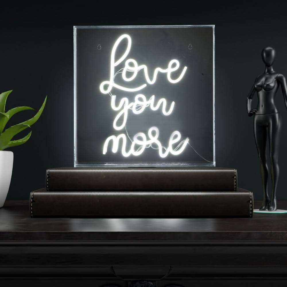 Love You More White Acrylic Box USB LED Neon Light