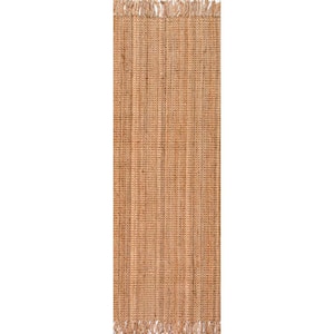 Natura Chunky Loop Jute Tan 3 ft. x 14 ft. Runner Rug