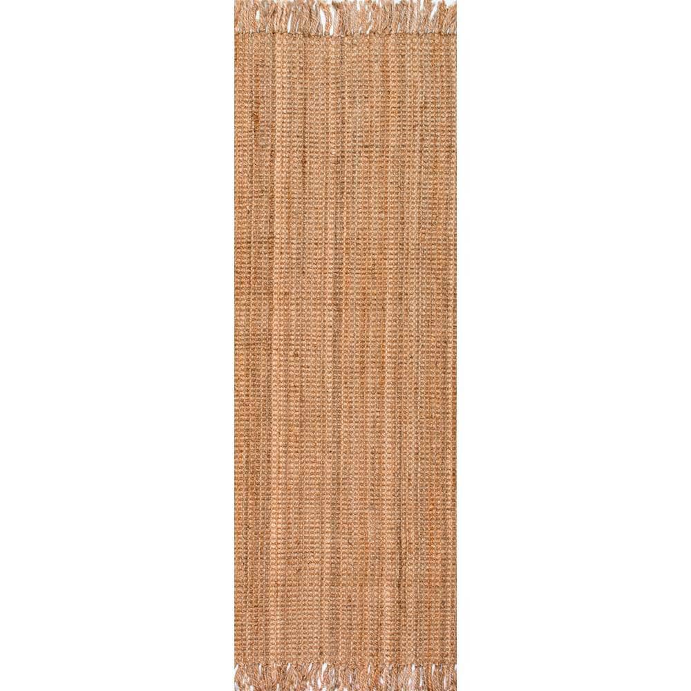 Handmade Tan Natural Jute Runner Rug, 2' 6" x 6'