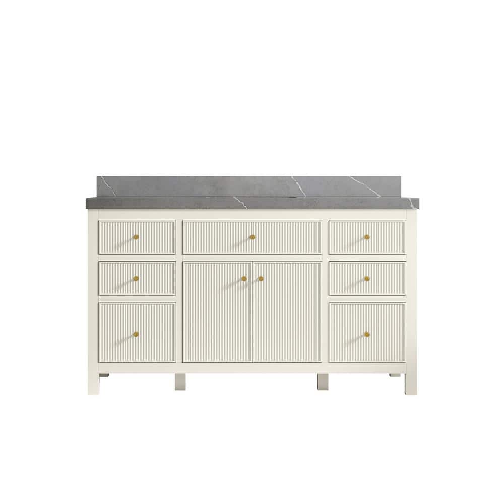 Sonoma 60 in. Single Sink Freestanding Alabaster Bath Vanity with Piatra Gray Quartz Top Unassembled price history on PriceWatchPro