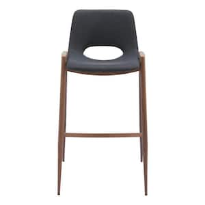 29.3 in. Black Low Back Metal Bar Chair with Upholstery Seat Set of 2