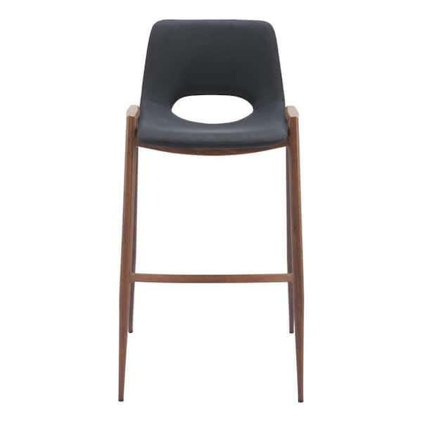 HomeRoots 29.3 in. Black Low Back Metal Bar Chair with Upholstery Seat Set of 2