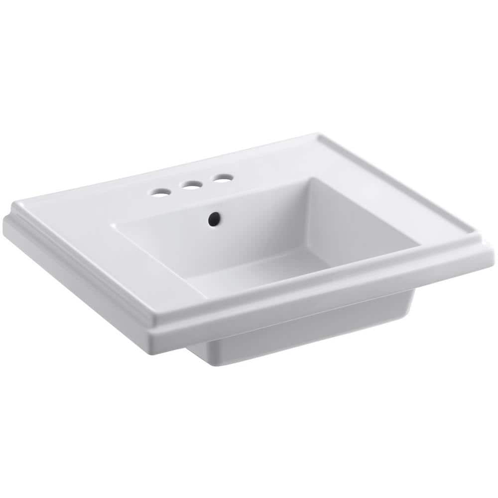 KOHLER Tresham 24 in. Fireclay Pedestal Sink Basin in White with Overflow Drain K275740 The