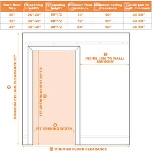 42 in. x 84 in. 3-Lites Tempered Frosted Glass and MDF Sliding Barn Door with Hardware Kit