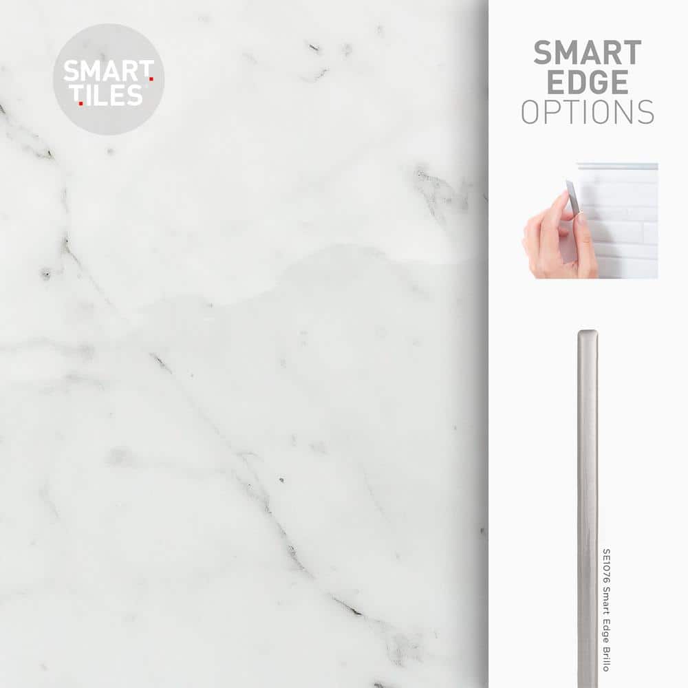 Glossy White Marble Peel and Stick Backsplash Tile