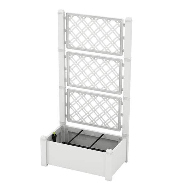Costway 30 in. L x 18 in. W x 59 in. H, White Plastic Rectangular Outdoor Raised Bed with Trellis Self-Watering (1-Pack)