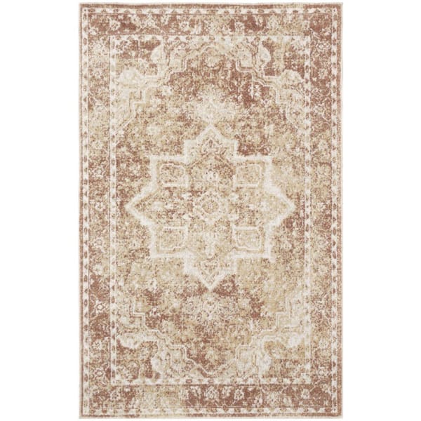 Nourison Astra Machine Washable Rust 3 ft. x 5 ft. Distressed Traditional Area Rug