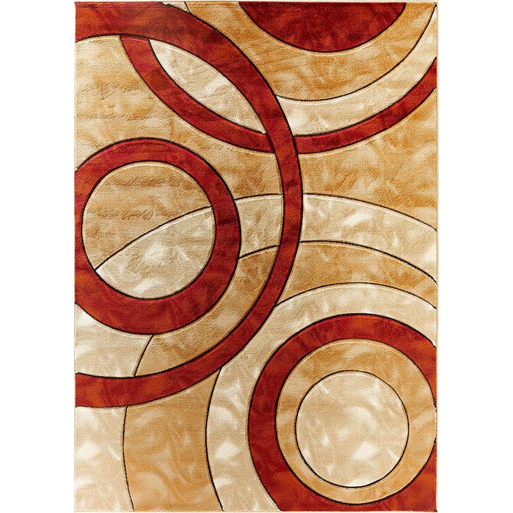 Dark Red Polypropylene 4 ft. x 6 ft. Geometric Indoor Area Rug