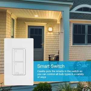 Caseta Smart Lighting Switch (2 Count) Starter Kit with Smart Hub, Neutral Wire Required (CASETA-2SW-HD)