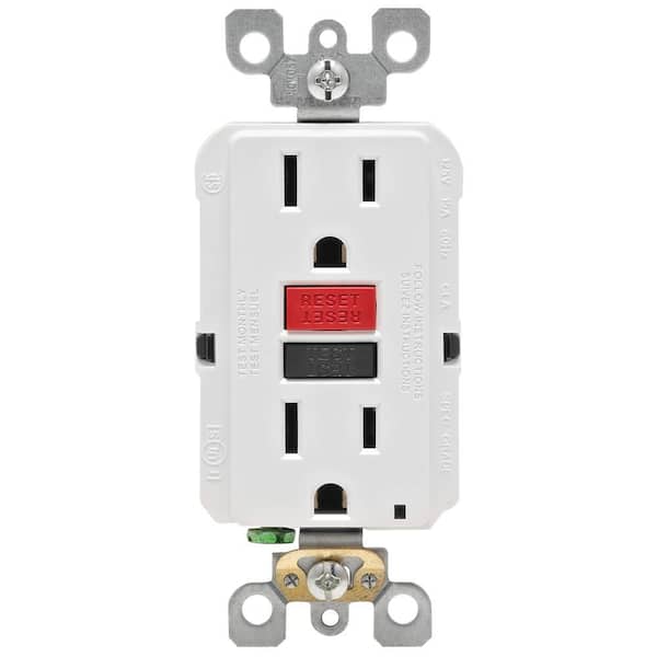 15 Amp 125-Volt Self-Test Tamper Resistant GFCI Outlet, White (4-Pack) GFTR1-R4W