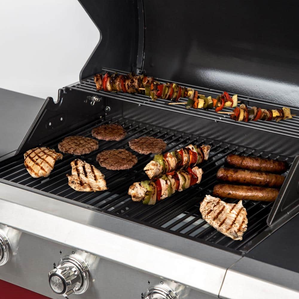 Dyna-Glo Red 3-Burner Propane Gas Grill with Stainless Steel Cabinet