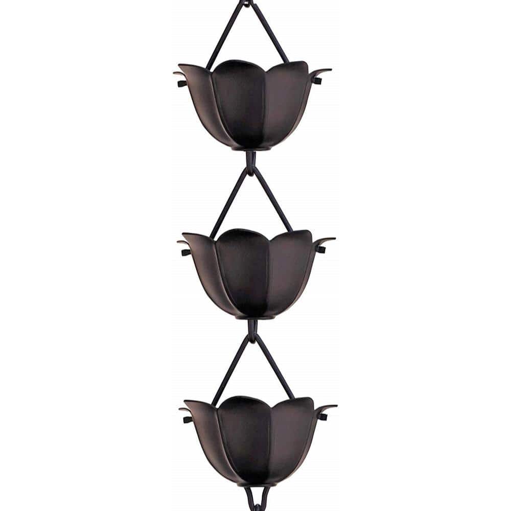 Monarch Rain Chains 8.5 ft. Aluminum Lotus Rain Chain (Black) 18022