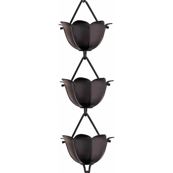 8.5 ft. Aluminum Lotus Rain Chain (Black)