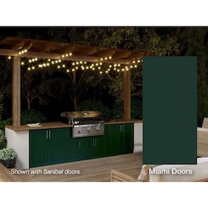 Miami Emerald Green 20-Piece 121.25 in. x 34.5 in. x 28.5 in. Outdoor Kitchen Cabinet Island Set