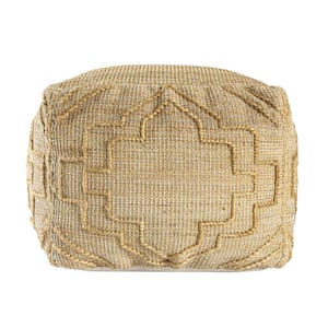 Maples Trellis Farmhouse Natural Indoor Hand Woven Jute Pouf