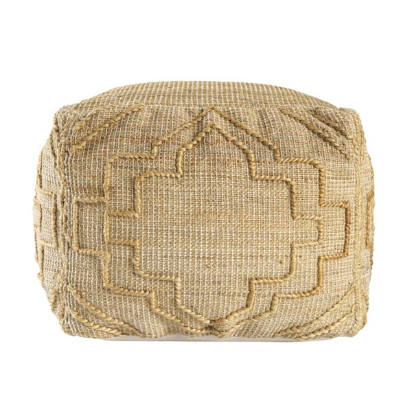 Unbranded Maples Trellis Farmhouse Natural Indoor Hand Woven Jute Pouf