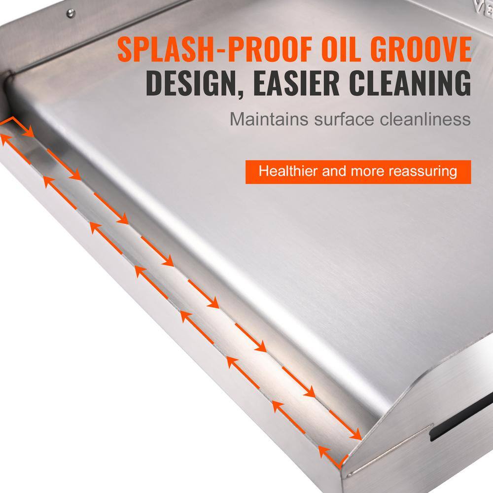 Stainless Steel Rectangular Double Burner Griddle with Handles