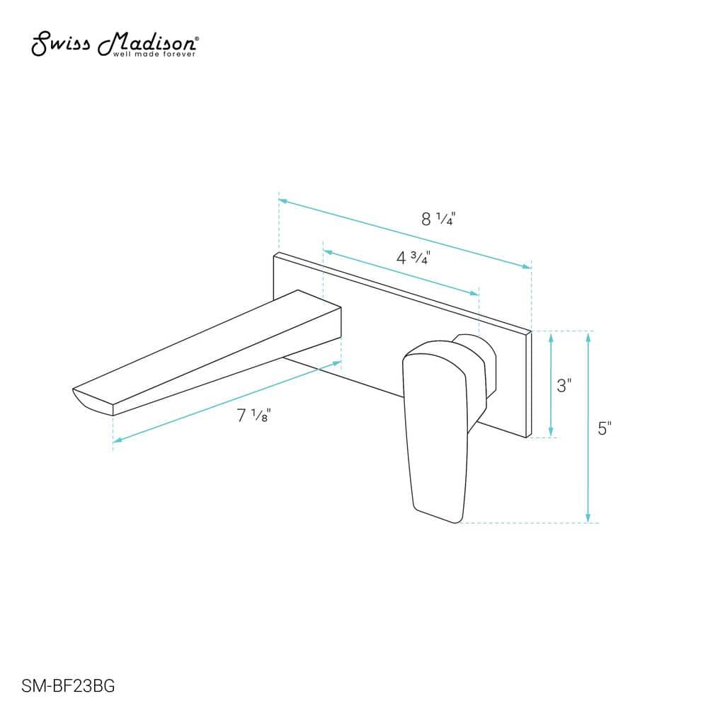 Monaco Brushed Gold Wall-Mount Single-Handle Bathroom Faucet