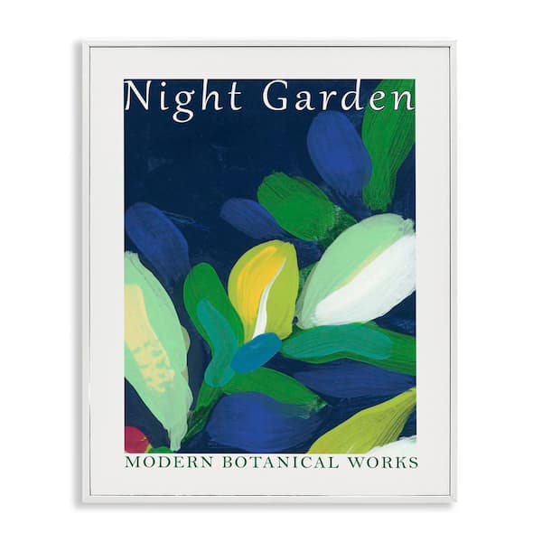 Stupell Industries Night Garden Poster by June Erica Vess White Framed Abstract Giclee Art Print 20 in. x 16 in.