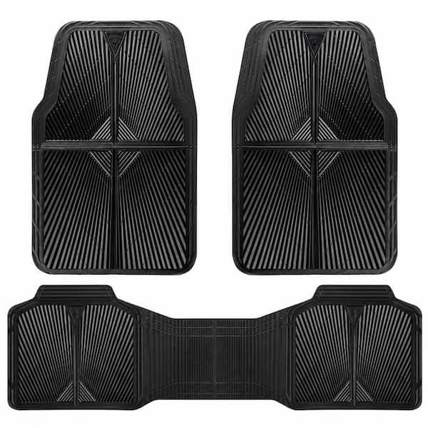 All Weather Heavy Duty Rubber Car Floor Mat Cargo Mat Anti-Slip Waterproof Easy Clean Universal Trim Set 3-Piece