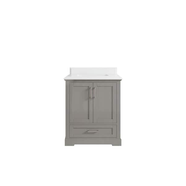 Willow Collections Boston 30 in. W x 22 in. D x 36 in. H Bath Vanity in Elephant Gray with 1.5 in. White Quartz Top