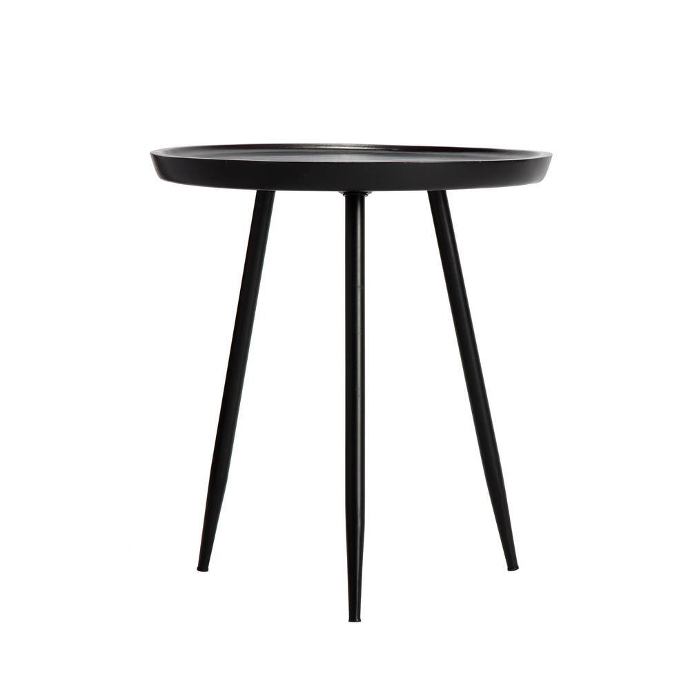 Chervey Black Round Mango Wood & Metal Side Table 21"