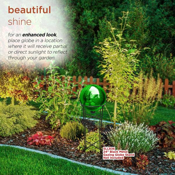 Alpine Corporation - 10 in. Diameter Indoor/Outdoor Glass Yard Decoration, Gazing Ball Green